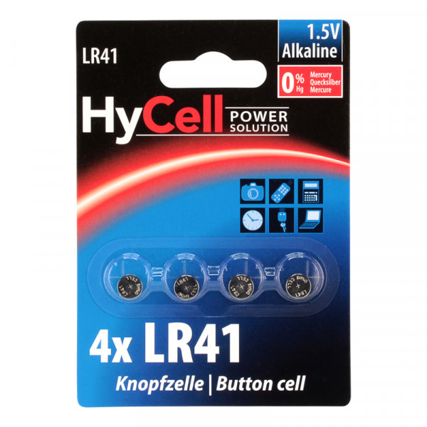 HyCell Knopfzelle / LR41 Batterie 4er Blister