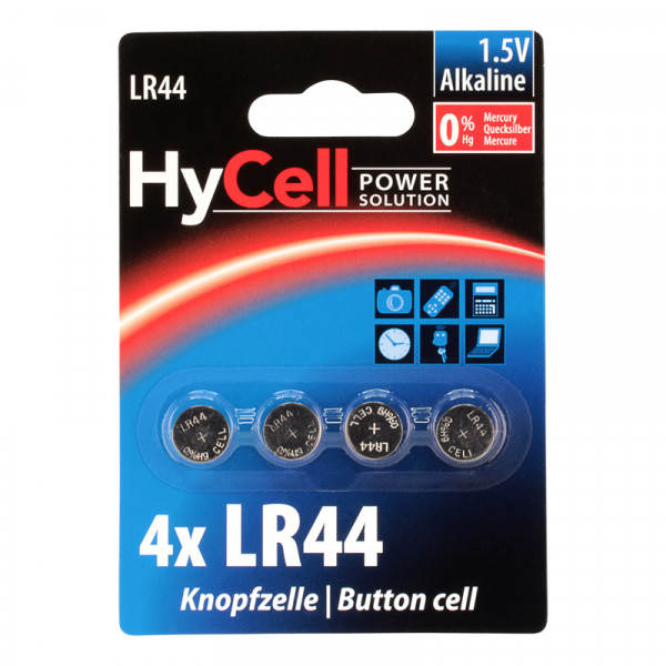 HyCell Knopfzelle / LR44 Batterie 4er Blister