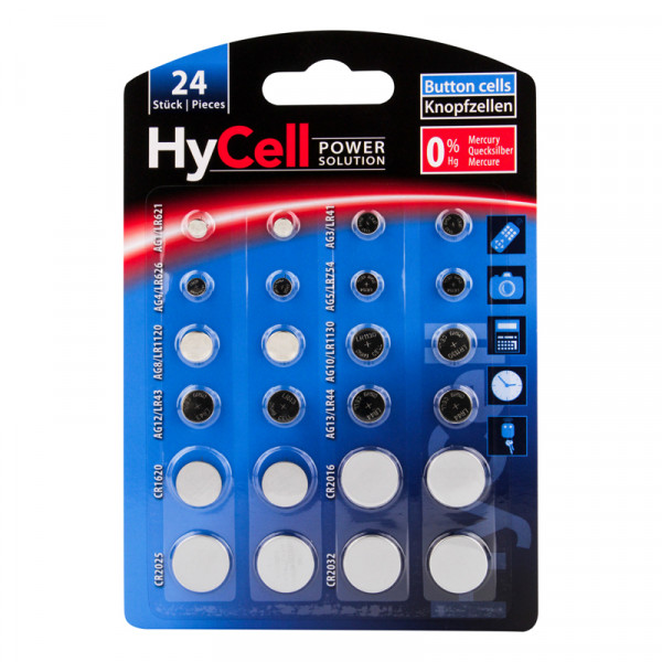HyCell Knopfzellen-Set, 24-teilig